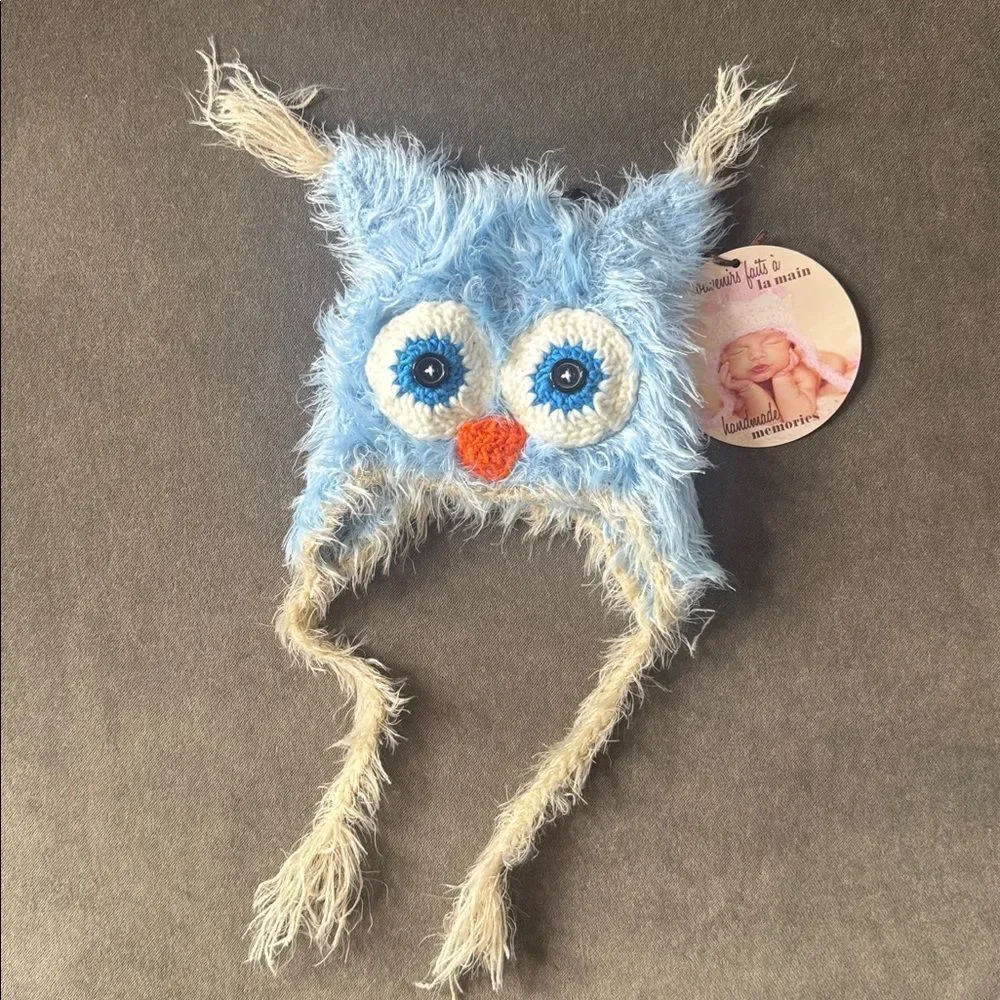 Daisy Baby Unisex Infant Beanie Hat Fisher Blue Owl Photography 6-12 months NWT